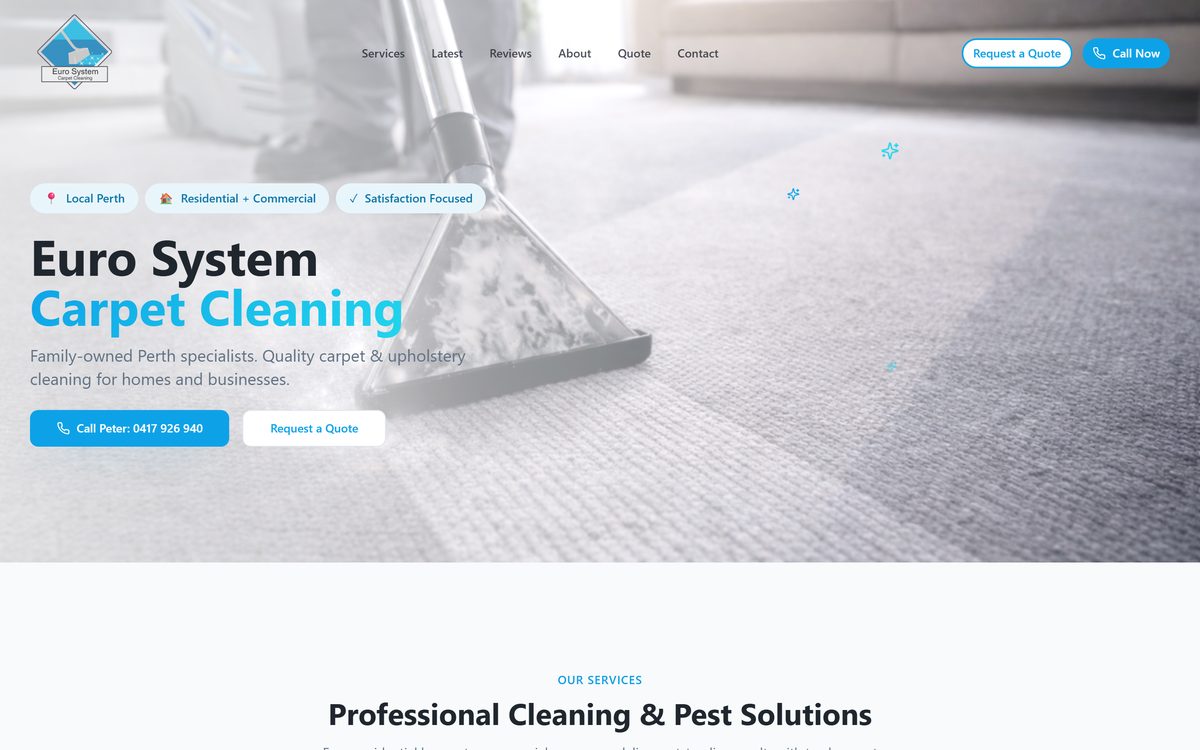 The Euro System Carpet Cleaning website
