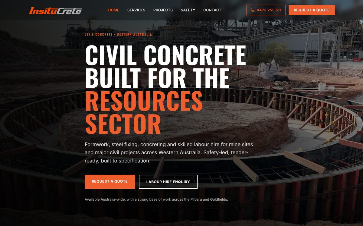 The InsituCrete website
