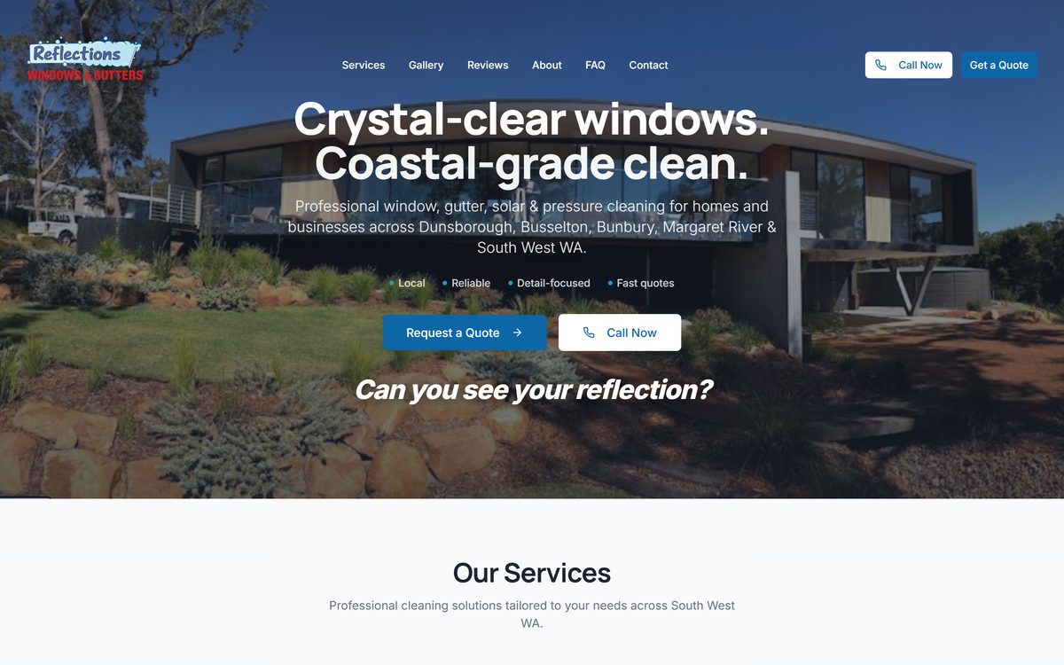 The Reflections Windows and Gutters website