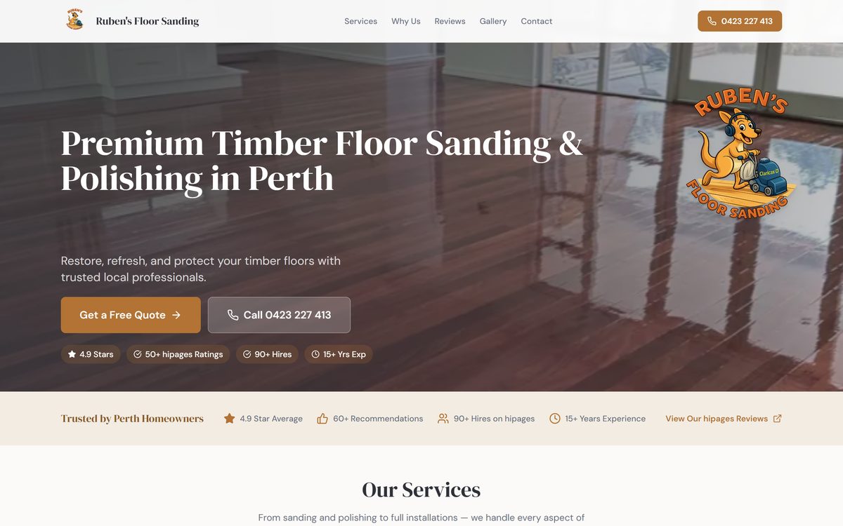 The Ruben's Floor Sanding website